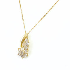 メレダイヤ デザインネックレス YG イエローゴールド ペンダント ネックレス K18 ダイヤモンド レディース 【中古】nbjwl