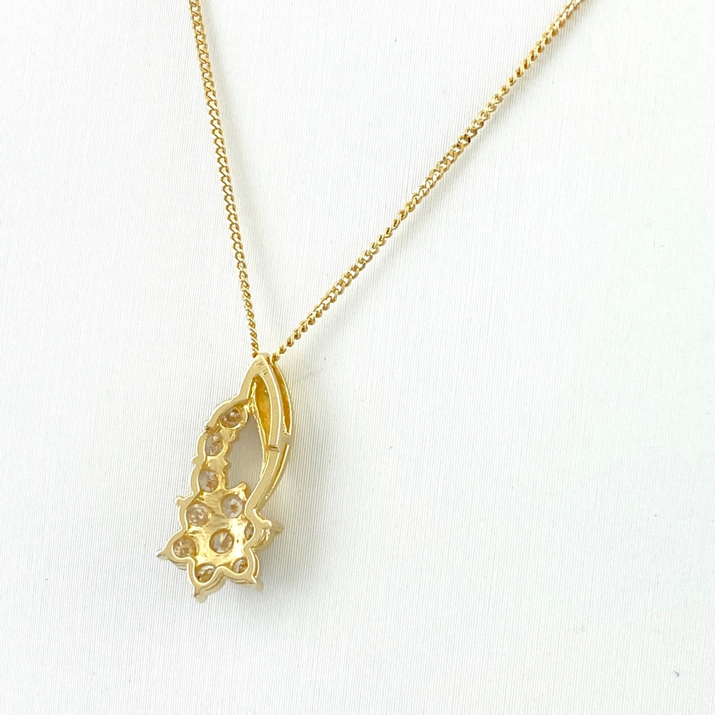 メレダイヤ デザインネックレス YG イエローゴールド ペンダント ネックレス K18 ダイヤモンド レディース 【中古】nbjwl