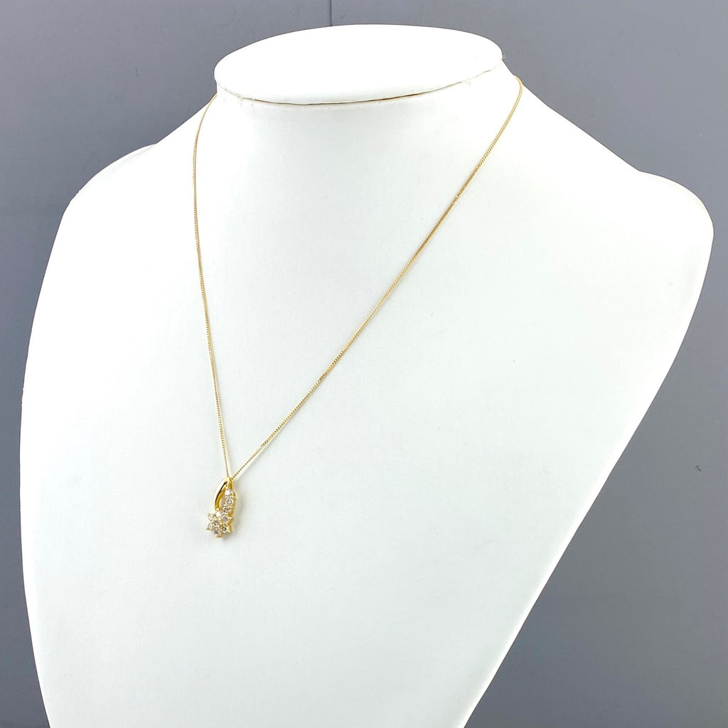 メレダイヤ デザインネックレス YG イエローゴールド ペンダント ネックレス K18 ダイヤモンド レディース 【中古】nbjwl
