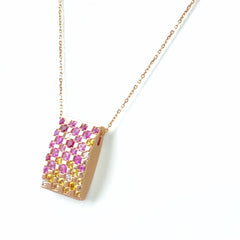 タサキ サファイア ダイヤ SG750 サクラゴールド ネックレス ルビー ペンダント  ネックレス 750 ダイヤモンド SG レディース 【中古】brjwl