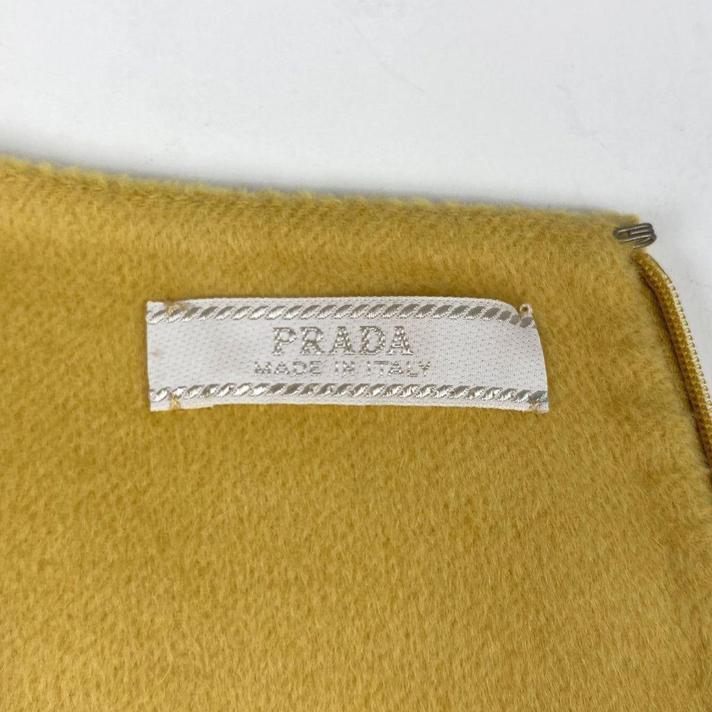 プラダ ノースリーブ ワンピース バックファスナー ワンピース スカート アンゴラ カシミヤ ウール イエロー レディース 【中古】 brapp