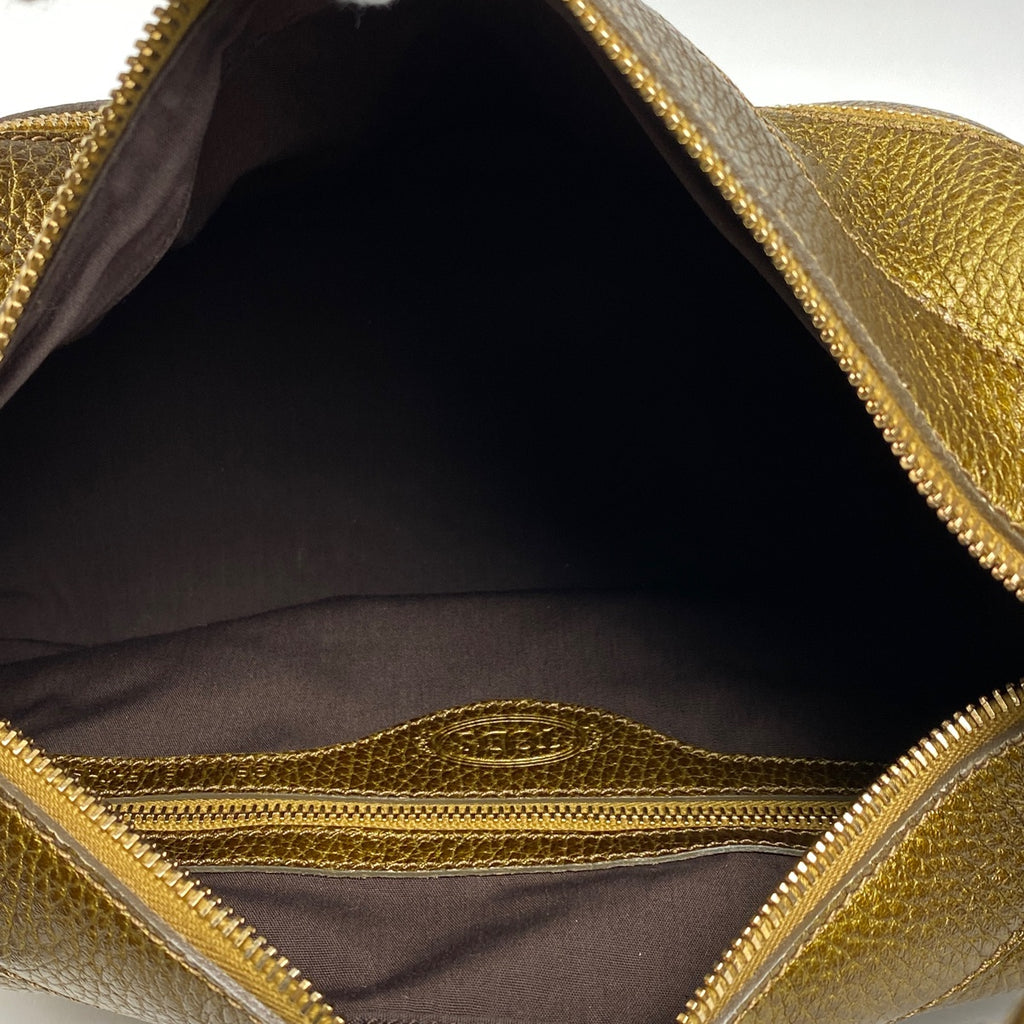 トッズ ロゴ ハンドバッグ メタリック ハンドバッグ レザー ブラウン レディース 【中古】 brbag