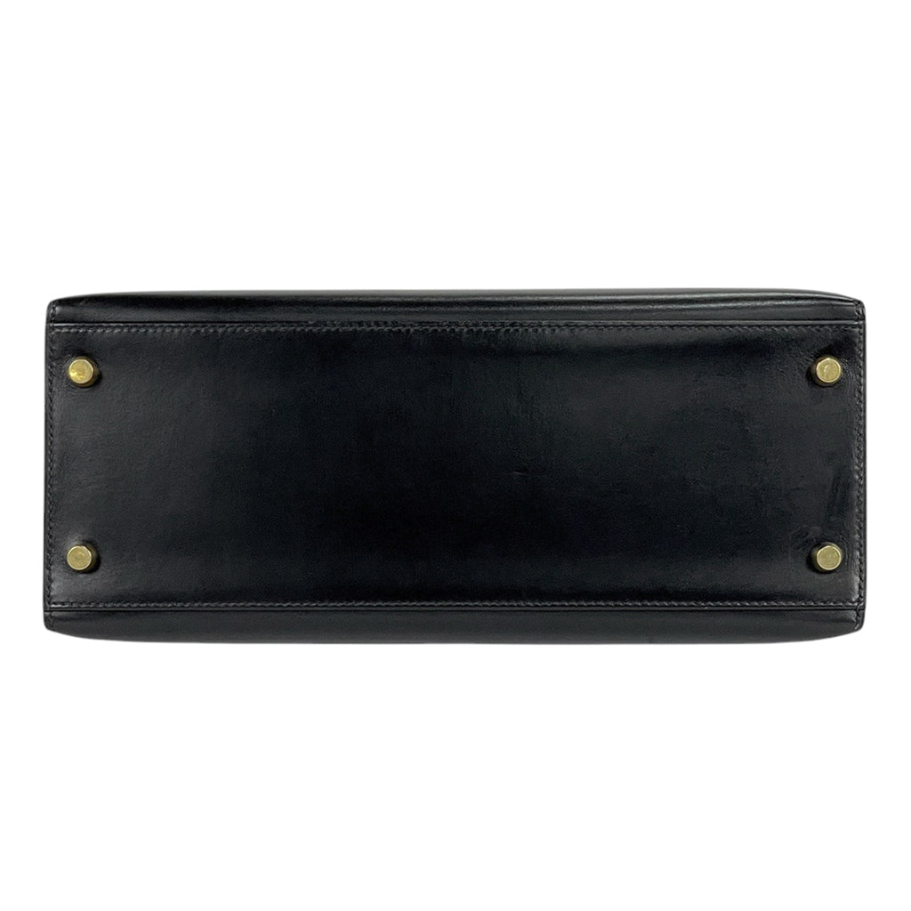 エルメス ケリー 28 外縫い 2WAY ショルダーバッグ ハンドバッグ ボックスカーフ ブラック □G レディース 【中古】