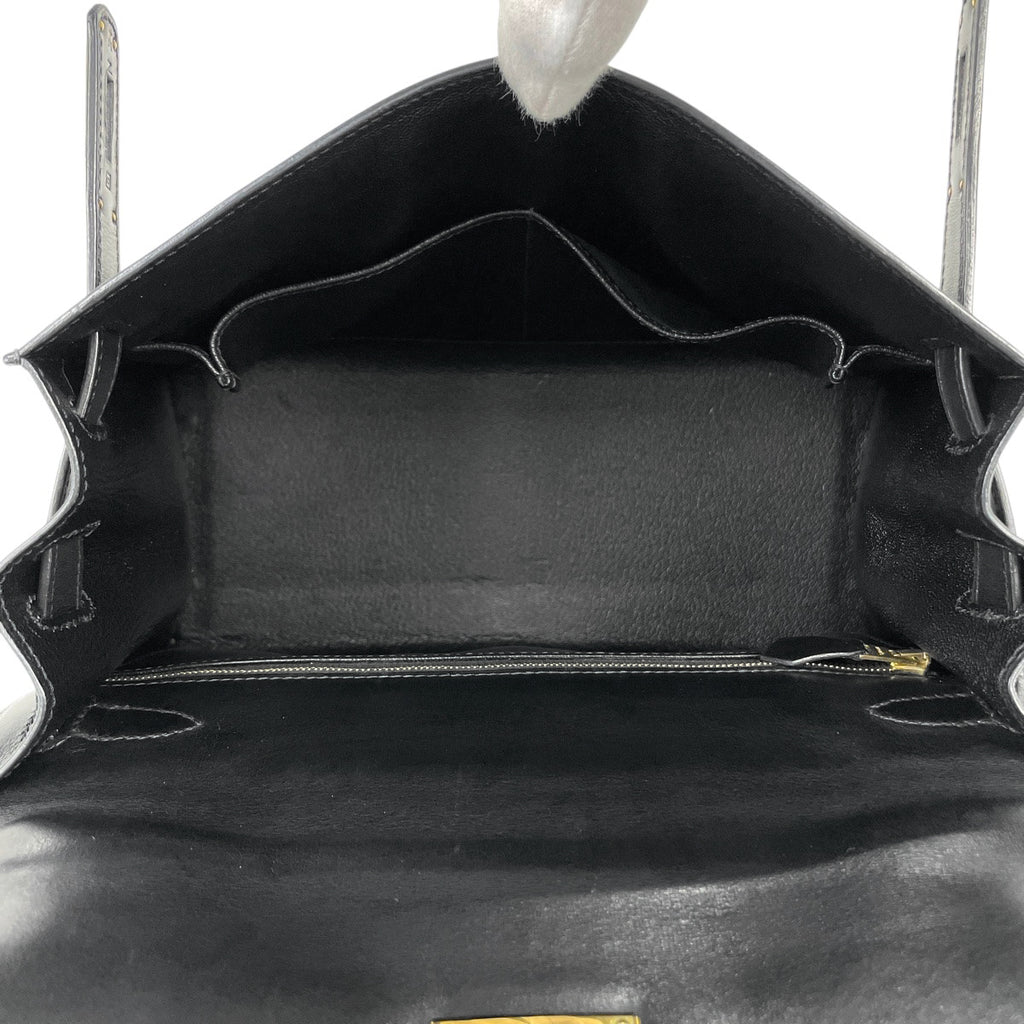エルメス ケリー 28 外縫い 2WAY ショルダーバッグ ハンドバッグ ボックスカーフ ブラック □G レディース 【中古】