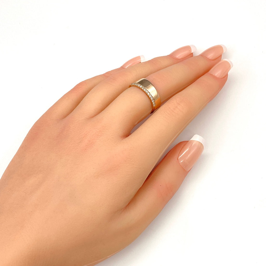 メレダイヤ デザインリング PG ピンクゴールド 指輪 リング 12号 K18 PG ダイヤモンド レディース 【中古】nbjwl