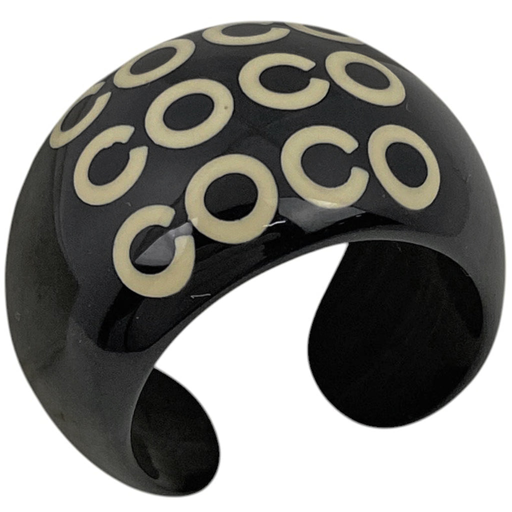 シャネル ロゴ リング ココマーク COCO リング 12.5号 プラスチック ブラック レディース 【中古】 
 ラッピング可