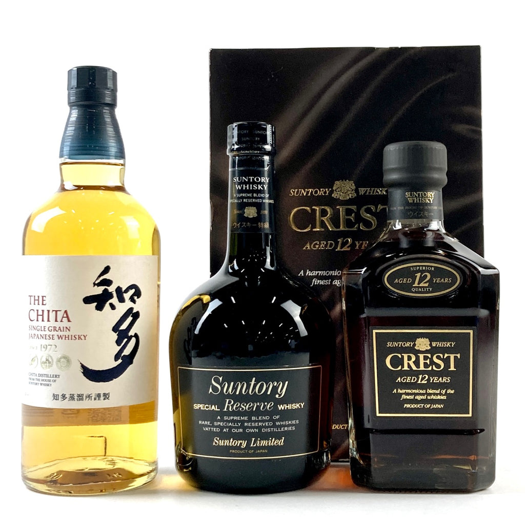 【東京都内限定お届け】サントリー SUNTORY 知多 シングルグレーン ジャパニーズ スペシャルリザーブ クレスト 12年 旧ボトル 750ml ウイスキー セット 【古酒】