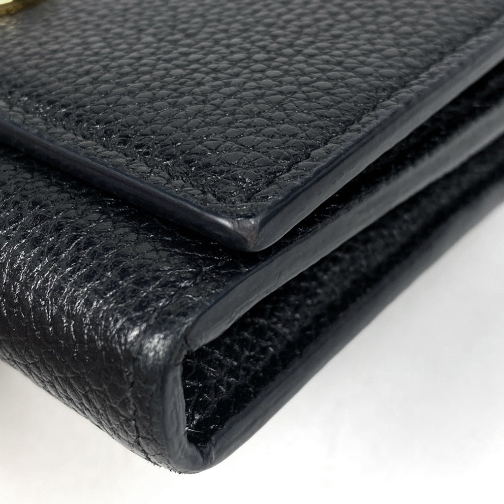 グッチ グッチズゥミ コンチネンタルウォレット 二つ折り 長財布 レザー ブラック 573612 レディース 【中古】 brbag