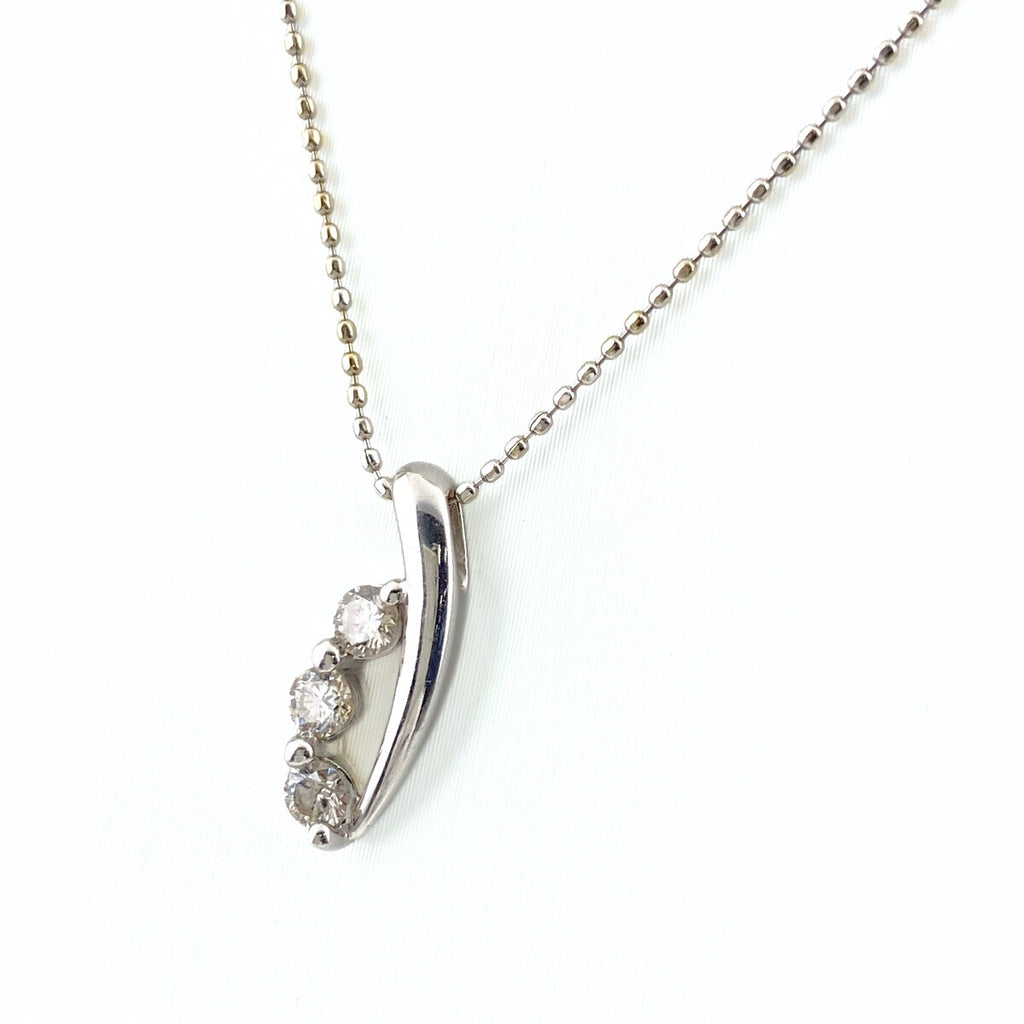 メレダイヤ デザインネックレス WG ホワイトゴールド ペンダント ネックレス K18 WG ダイヤモンド レディース 【中古】nbjwl