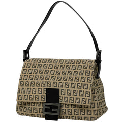 フェンディ ズッキーノ柄 ショルダーバッグ ハンドバッグ マンマバケット ショルダーバッグ キャンバス ベージュ ブラック 8BR001 レディース 【中古】 brbag