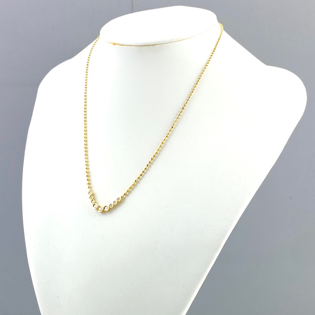 メレダイヤ デザインネックレス YG イエローゴールド ペンダント ネックレス K18 ダイヤモンド レディース 【中古】nbjwl