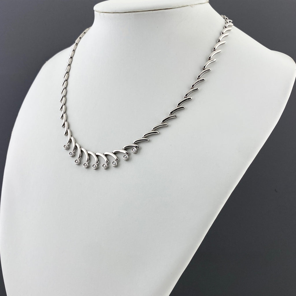 メレダイヤ デザインネックレス プラチナ ネックレス Pt850 ダイヤモンド レディース 【中古】nbjwl