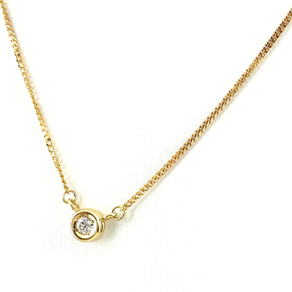 メレダイヤ デザインネックレス YG イエローゴールド ペンダント ネックレス K18 ダイヤモンド レディース 【中古】nbjwl