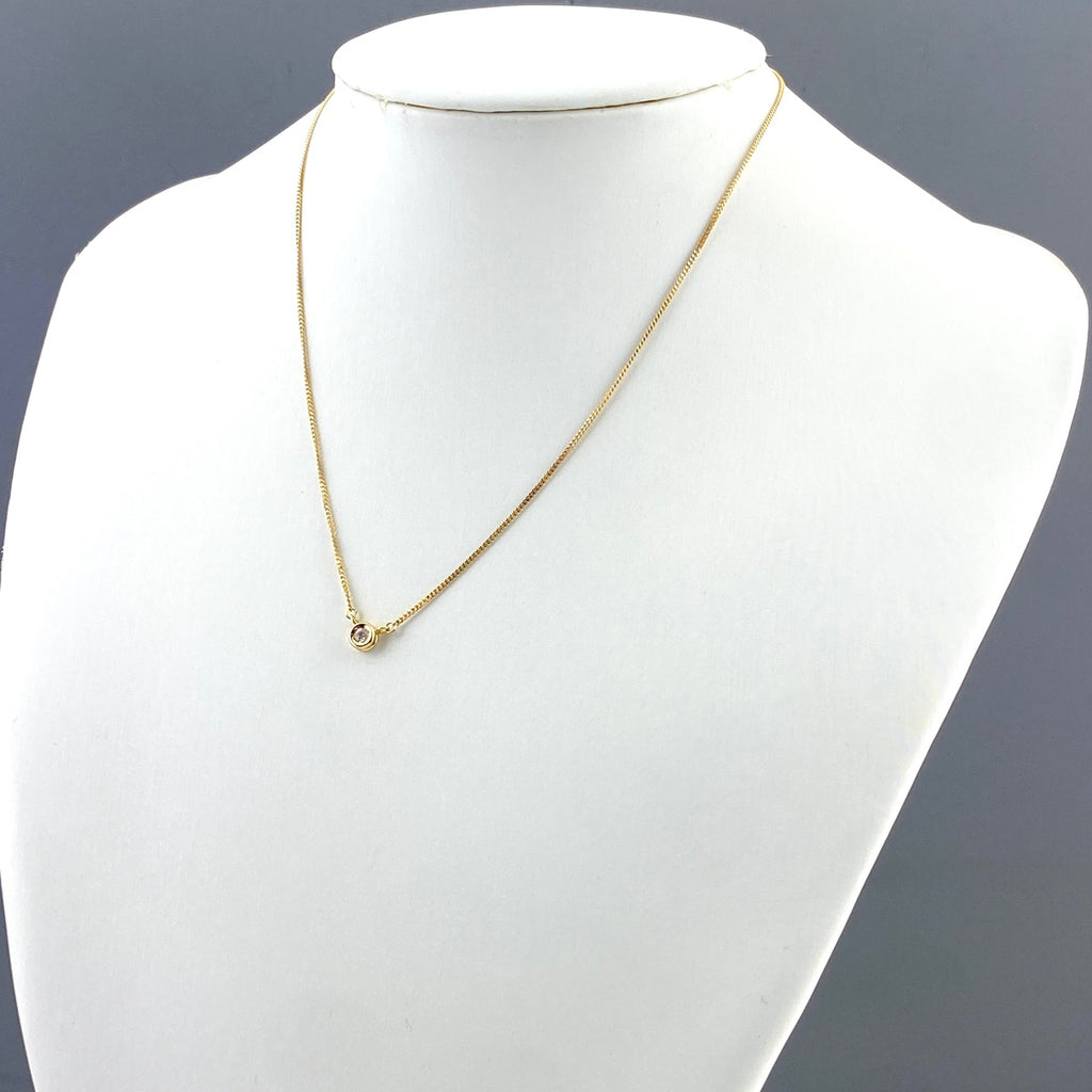 メレダイヤ デザインネックレス YG イエローゴールド ペンダント ネックレス K18 ダイヤモンド レディース 【中古】nbjwl