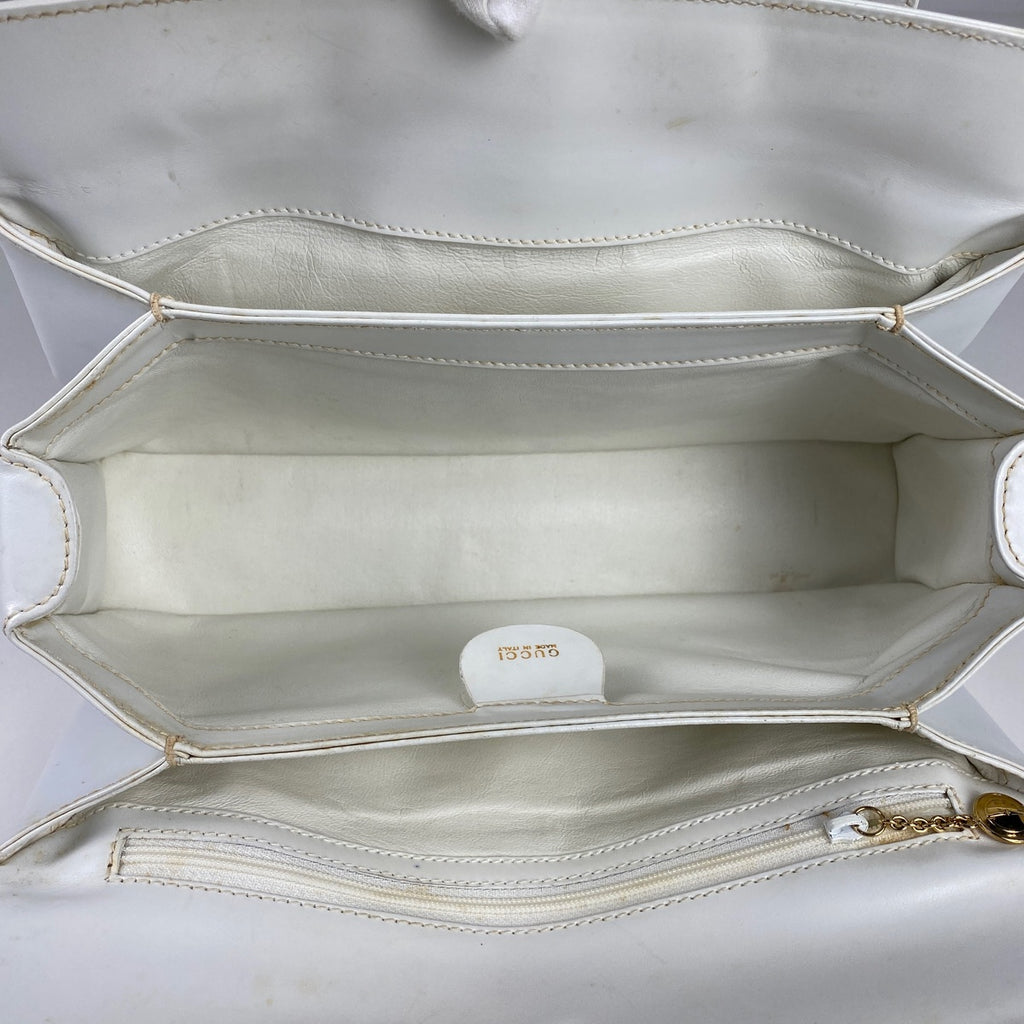 グッチ ロゴ ハンドバッグ オールドグッチ 00014480539 ハンドバッグ レザー ホワイト レディース 【中古】 brbag