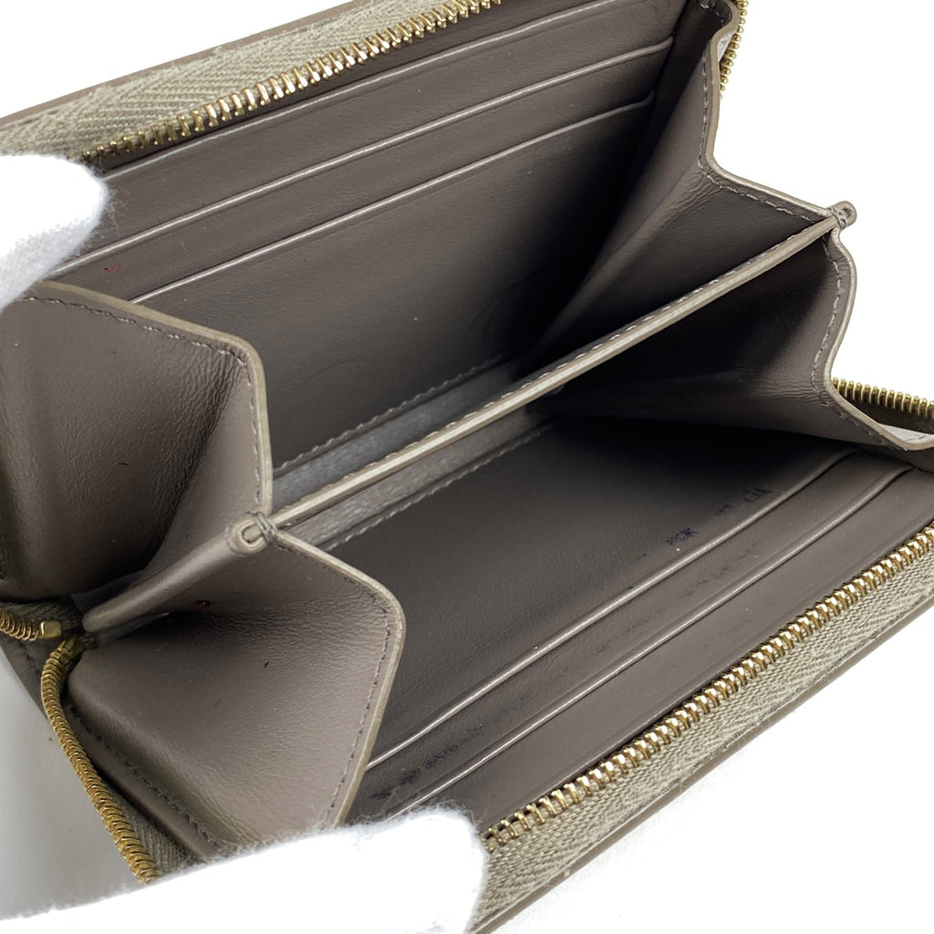 セリーヌ ロゴ コインケース ラウンドジップ コンパクトウォレット コインケース レザー グレージュ レディース 【中古】  brbag