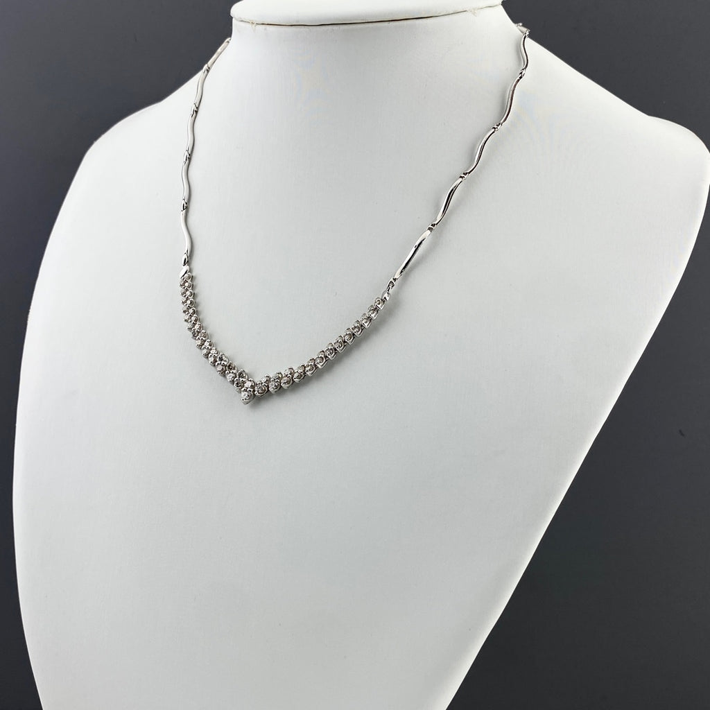 メレダイヤ デザインネックレス WG ホワイトゴールド ネックレス K18 WG レディース 【中古】nbjwl