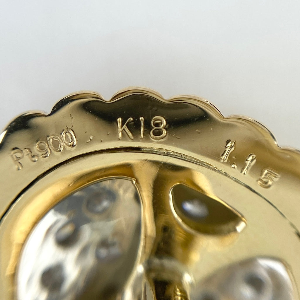 【在庫一掃】 メレダイヤ デザインカフス YG イエローゴールド プラチナ カフス K18 Pt900 ダイヤモンド メンズ 【中古】 nbjwl