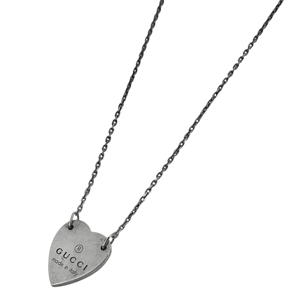 グッチ ロゴ ネックレス ハートモチーフ ネックレス シルバー925 シルバー レディース 【中古】 bracc