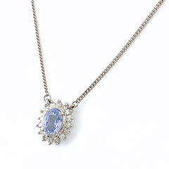 サファイア デザインネックレス プラチナ ペンダント メレダイヤ ネックレス Pt850 サファイア ダイヤモンド レディース 【中古】nbjwl