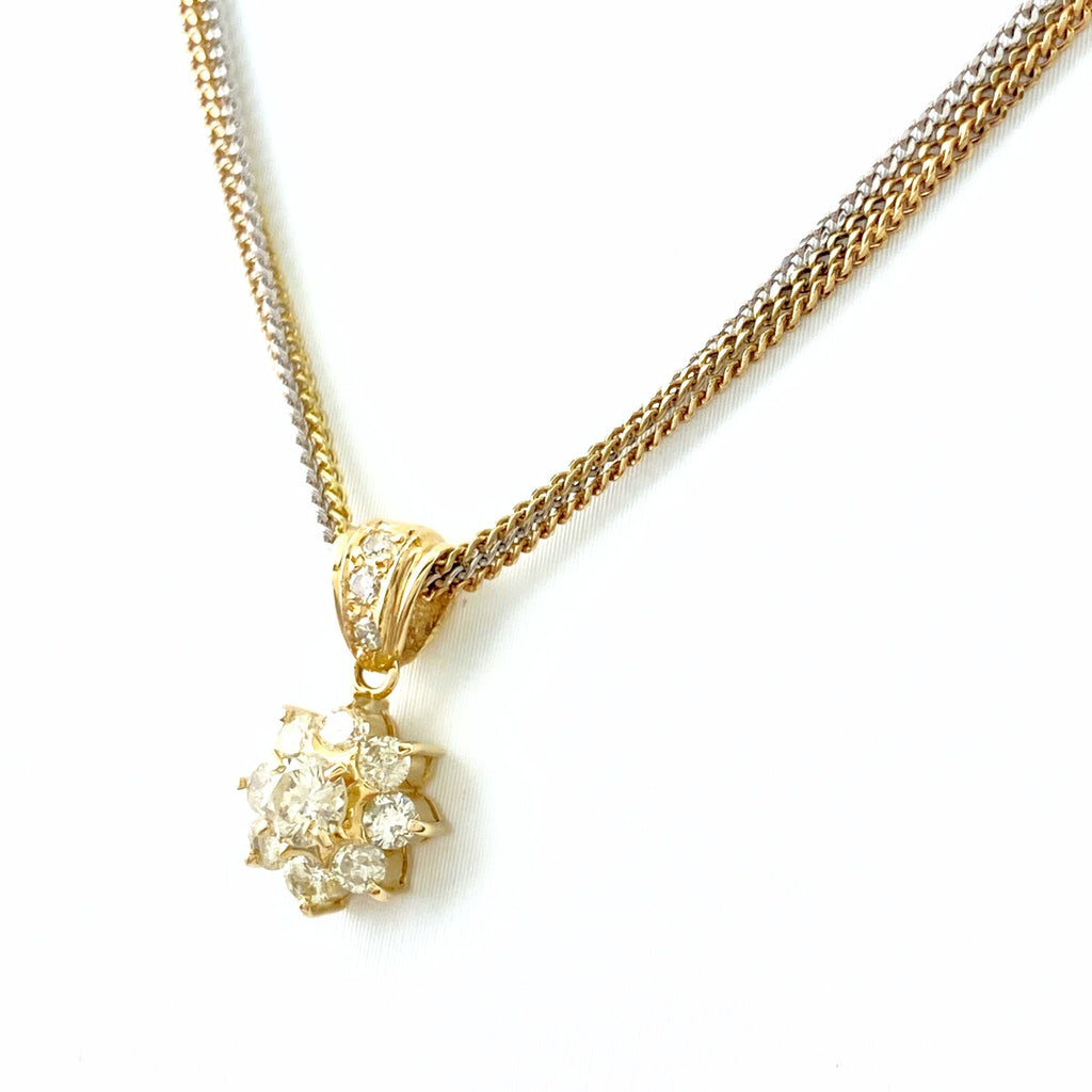 メレダイヤ デザインネックレス YG イエローゴールド プラチナ ペンダント ネックレス K18 Pt850 ダイヤモンド レディース 【中古】nbjwl