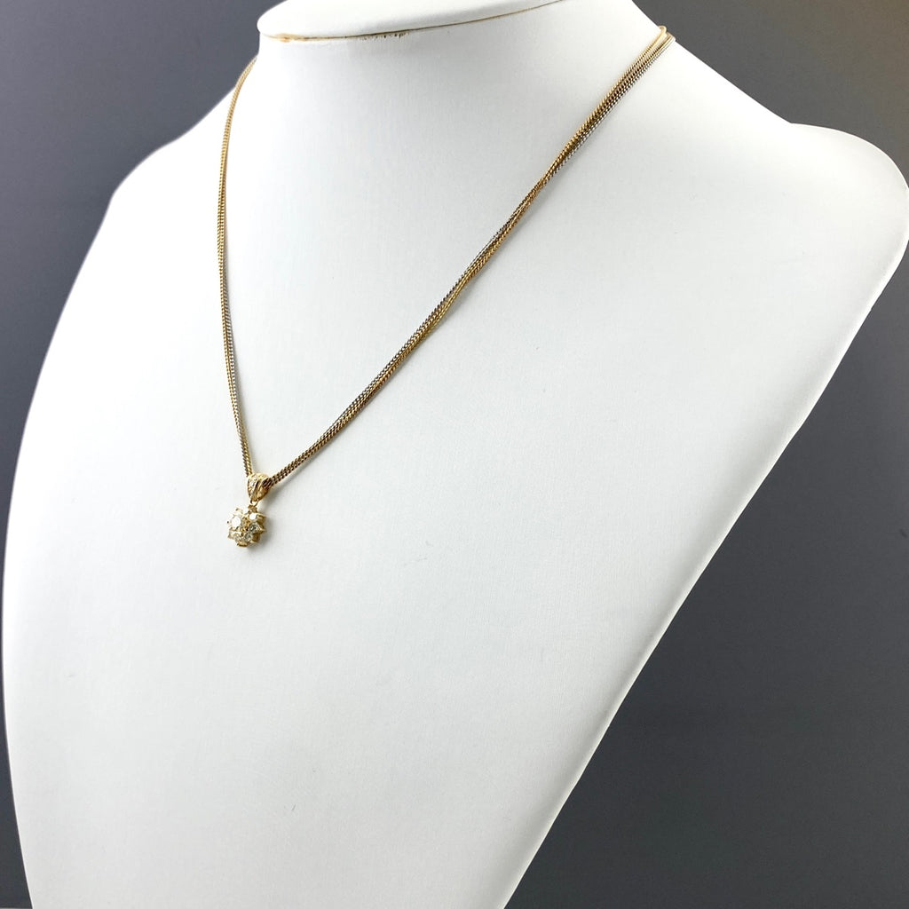 メレダイヤ デザインネックレス YG イエローゴールド プラチナ ペンダント ネックレス K18 Pt850 ダイヤモンド レディース 【中古】nbjwl