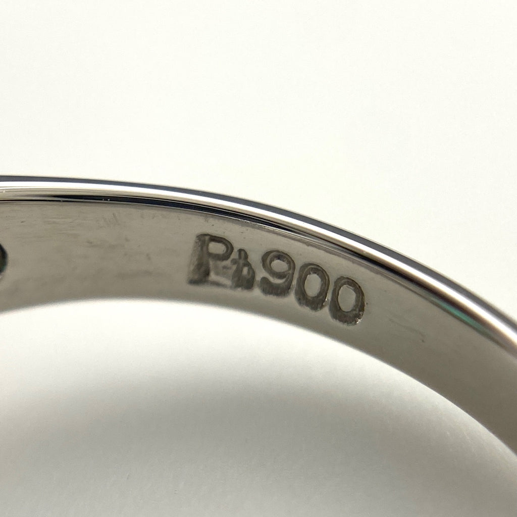 エメラルド デザインリング プラチナ 指輪 メレダイヤ リング 5号 Pt900 エメラルド ダイヤモンド レディース 【中古】nbjwl