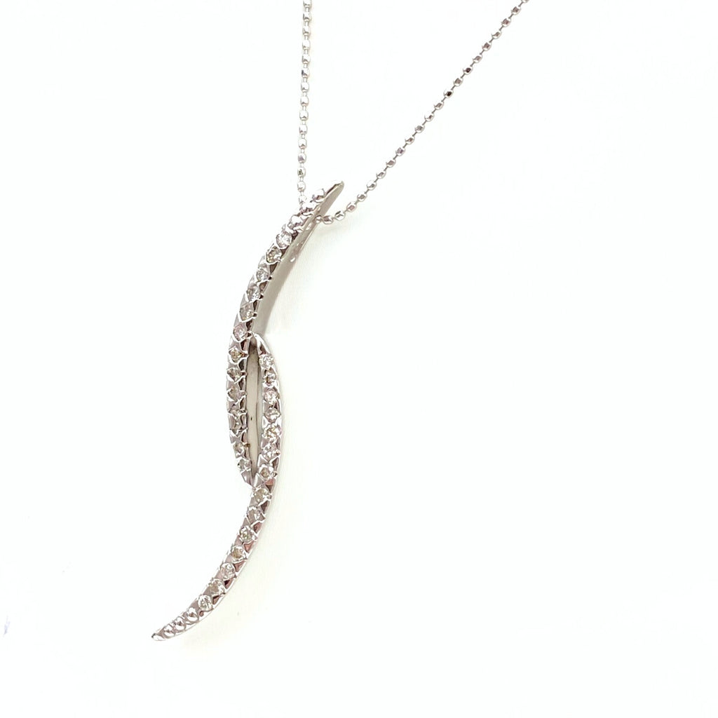 メレダイヤ デザインネックレス WG ホワイトゴールド ペンダント ネックレス K18 WG ダイヤモンド レディース 【中古】nbjwl