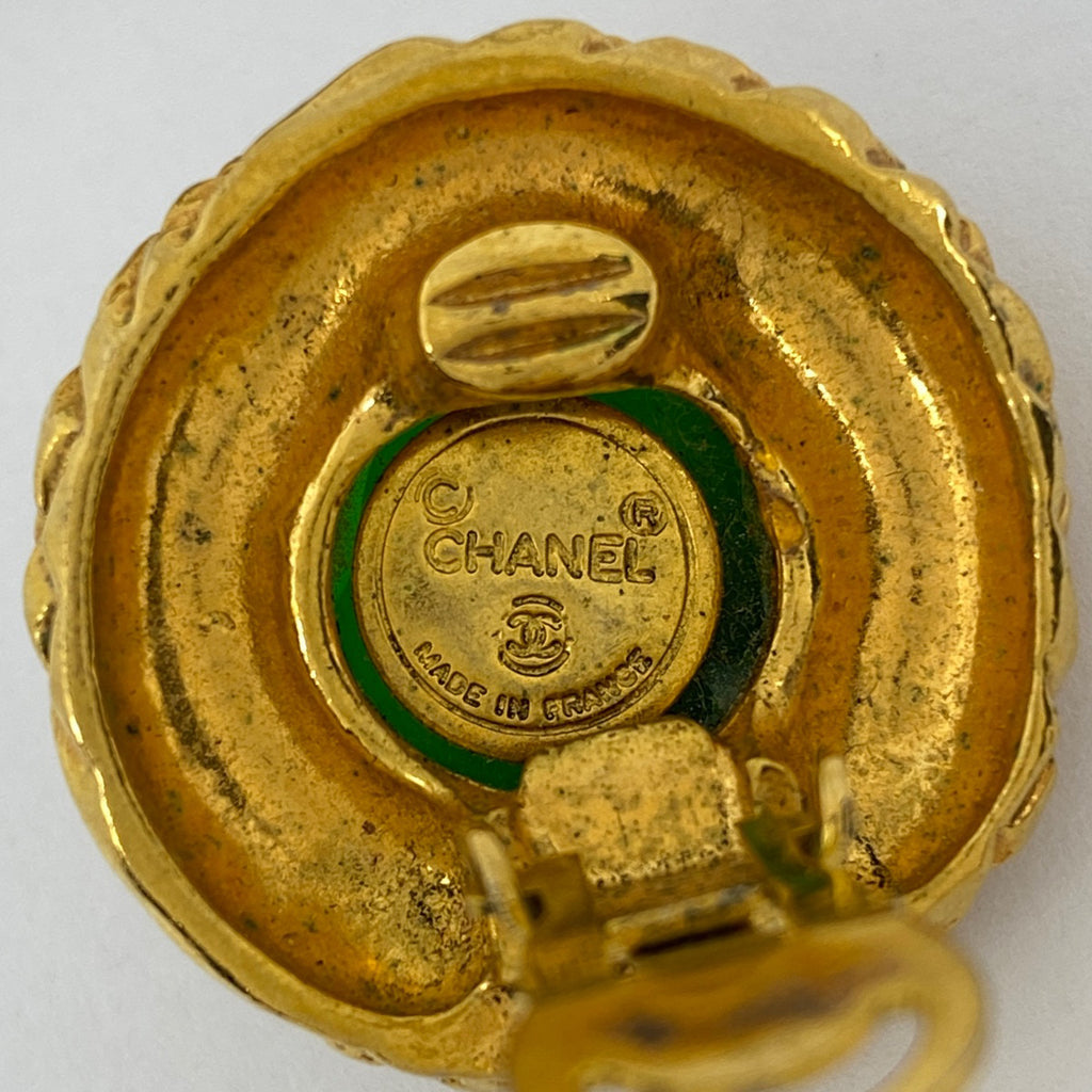 シャネル カラーストーン イヤリング ラウンド イヤリング GP ゴールド グリーン レディース 【中古】bracc