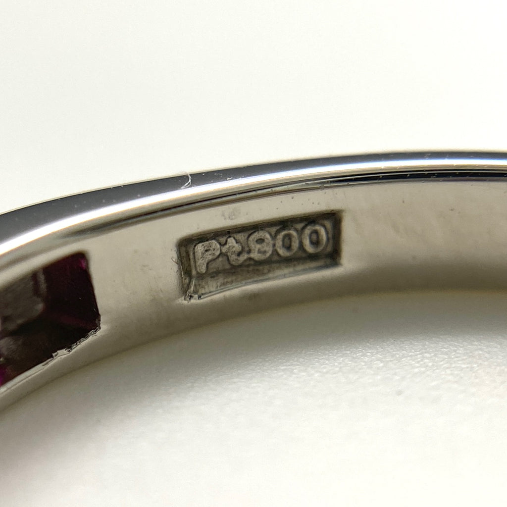 ルビー デザインリング プラチナ 指輪 メレダイヤ リング 13号 Pt900 ルビー ダイヤモンド レディース 【中古】nbjwl