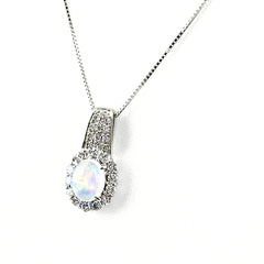 オパール デザインネックレス プラチナ メレダイヤ ペンダント ネックレス Pt850 オパール ダイヤモンド レディース ノンブランドジュエリー 【中古】nbjwl