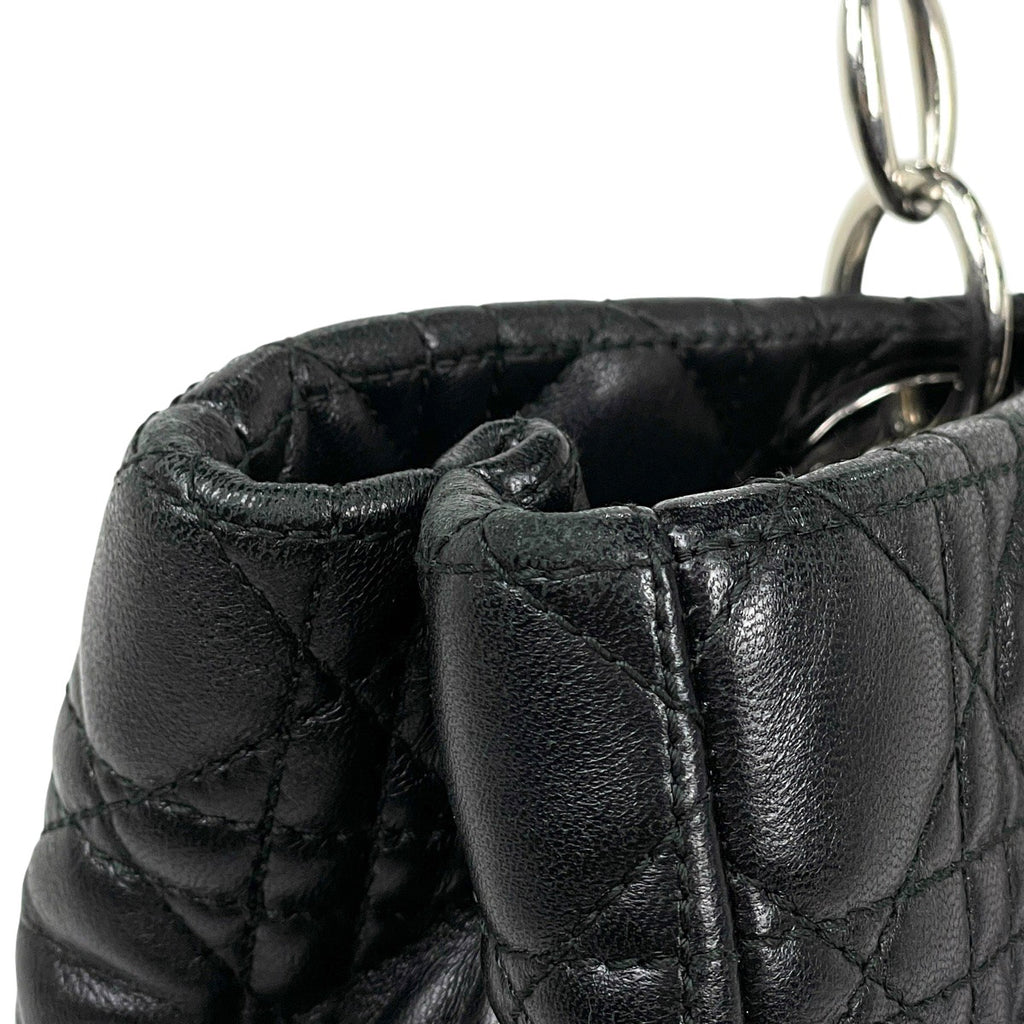 クリスチャンディオール カナージュ チェーン トートバッグ ショルダーバッグ トートバッグ レザー ブラック レディース 【中古】brbag