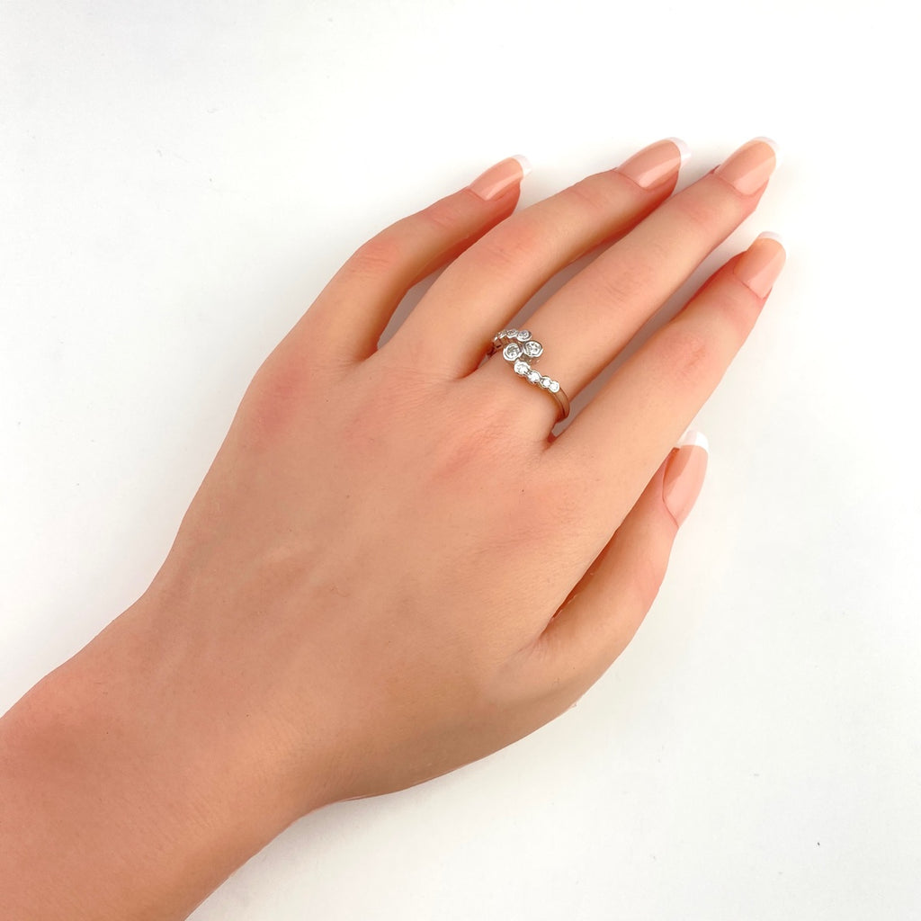 メレダイヤ デザインリング プラチナ 指輪 リング 16号 Pt900 ダイヤモンド レディース 【中古】nbjwl