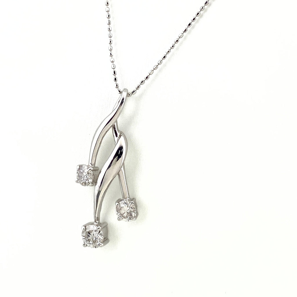 メレダイヤ デザインネックレス WG ホワイトゴールド ペンダント ネックレス K18 WG ダイヤモンド レディース 【中古】nbjwl