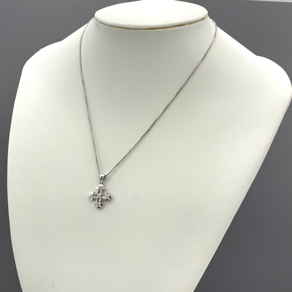 メレダイヤ デザインネックレス WG ホワイトゴールド ペンダント ネックレス K14 K18 WG レディース 【中古】nbjwl