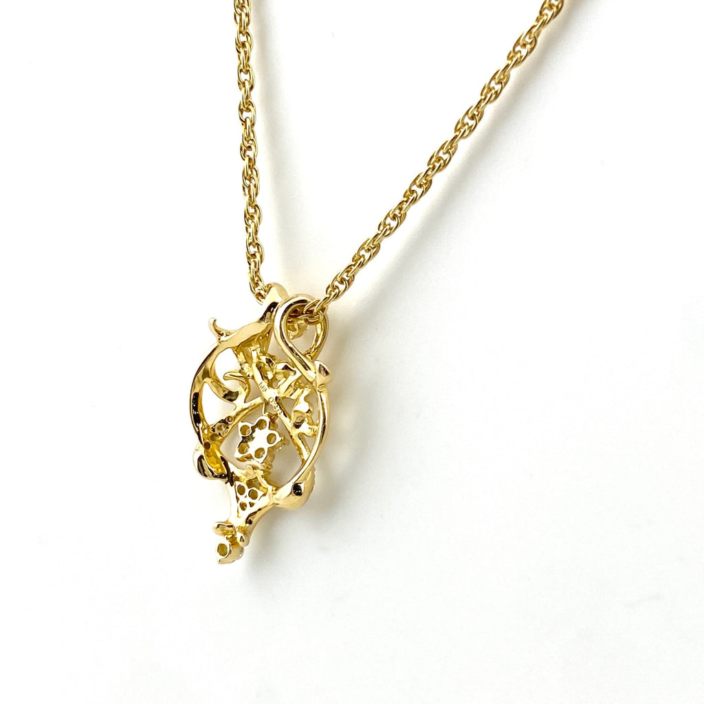 メレダイヤ デザインネックレス YG イエローゴールド ペンダント ネックレス K18 ダイヤモンド レディース 【中古】nbjwl