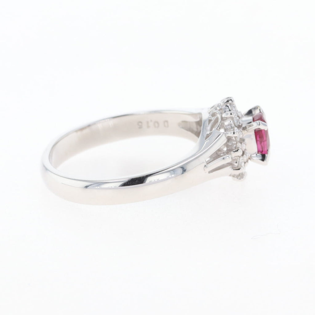 ルビー デザインリング プラチナ 指輪 メレダイヤ リング 8号 Pt850 ルビー ダイヤモンド レディース 【中古】nbjwl