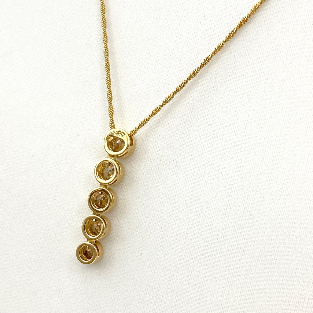 ダイヤモンド デザインネックレス YG イエローゴールド ペンダント ネックレス K18 ダイヤモンド レディース 【中古】nbjwl