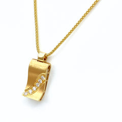 メレダイヤ デザインネックレス YG イエローゴールド ペンダント ネックレス K18 750 ダイヤモンド レディース 【中古】nbjwl