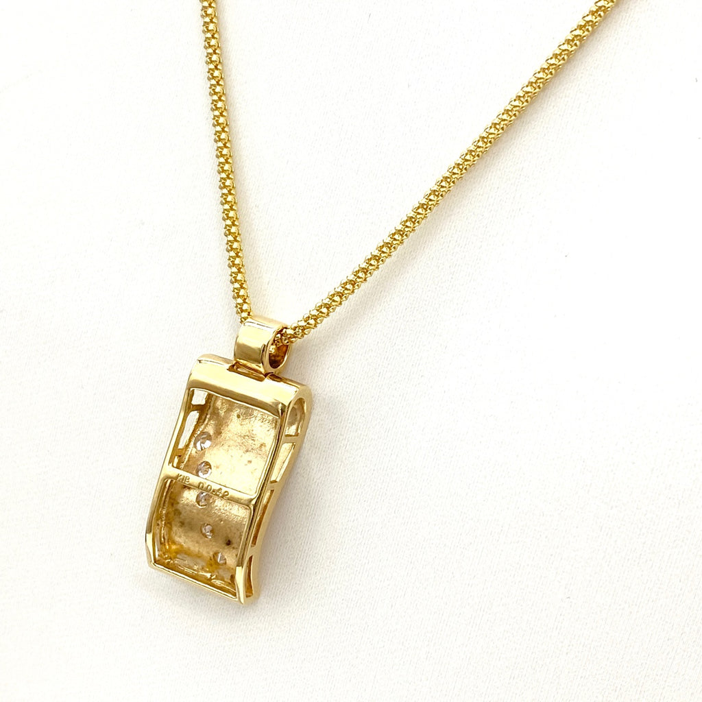 メレダイヤ デザインネックレス YG イエローゴールド ペンダント ネックレス K18 750 ダイヤモンド レディース 【中古】nbjwl