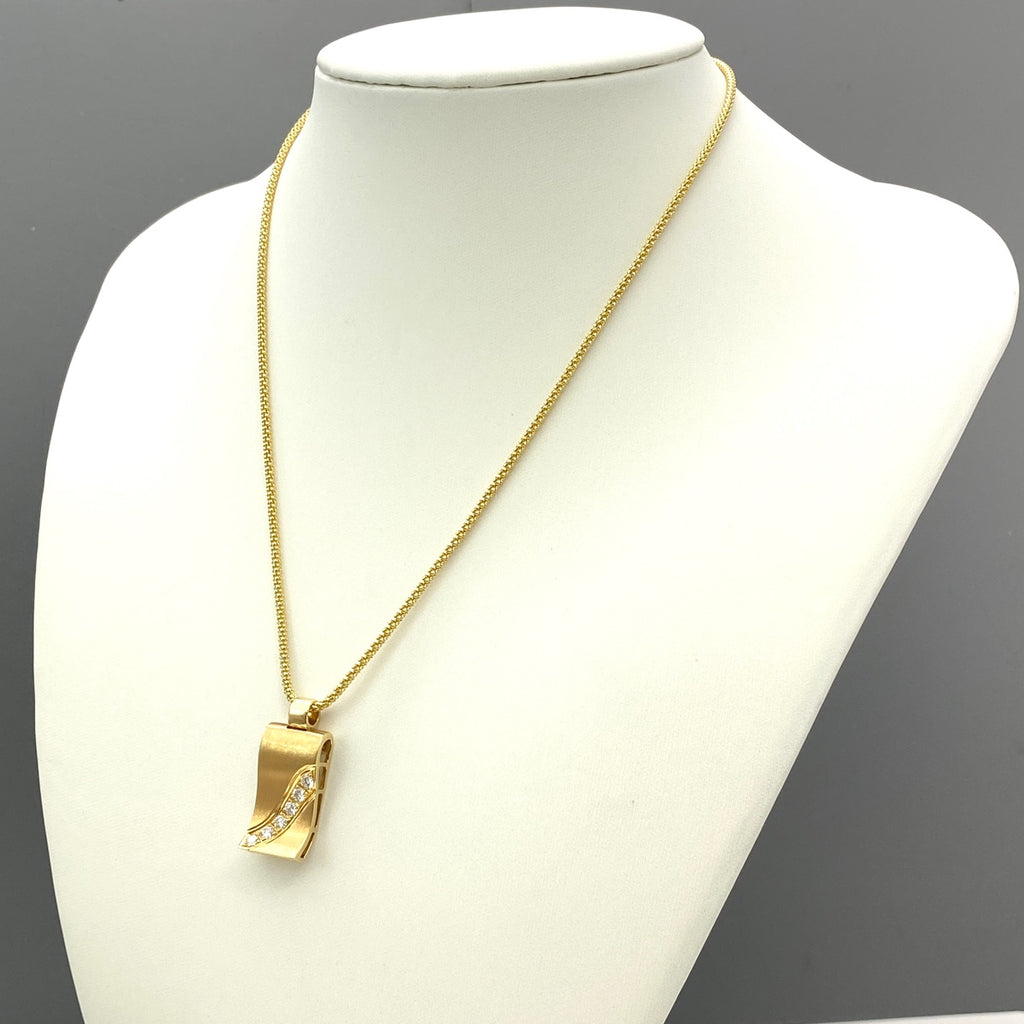 メレダイヤ デザインネックレス YG イエローゴールド ペンダント ネックレス K18 750 ダイヤモンド レディース 【中古】nbjwl