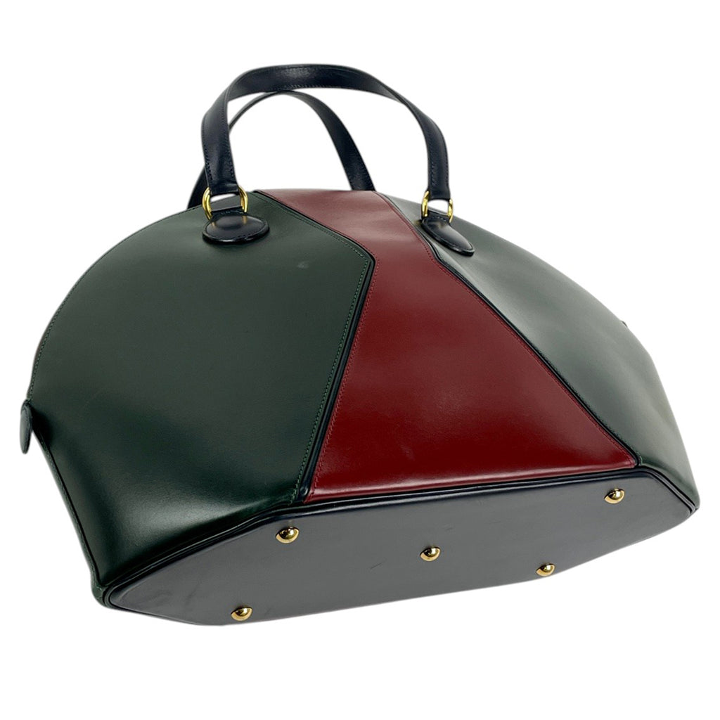 エルメス イルドヴォー ハンドバッグ ボックスカーフ グリーン ボルドー ネイビー 〇V レディース 【中古】brbag