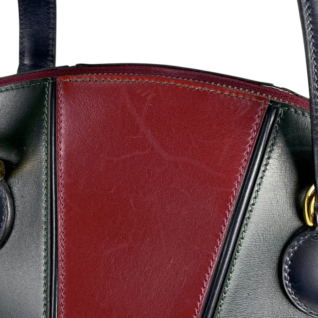 エルメス イルドヴォー ハンドバッグ ボックスカーフ グリーン ボルドー ネイビー 〇V レディース 【中古】brbag