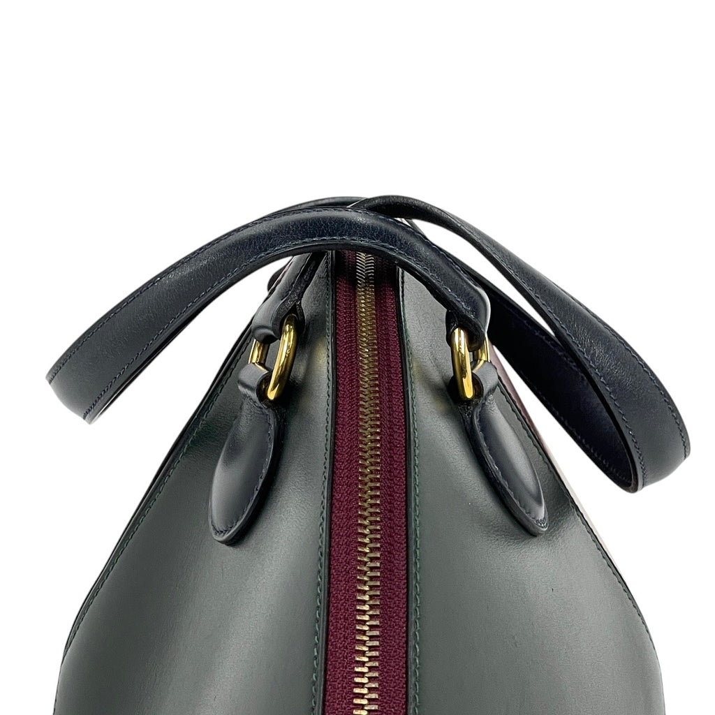 エルメス イルドヴォー ハンドバッグ ボックスカーフ グリーン ボルドー ネイビー 〇V レディース 【中古】brbag
