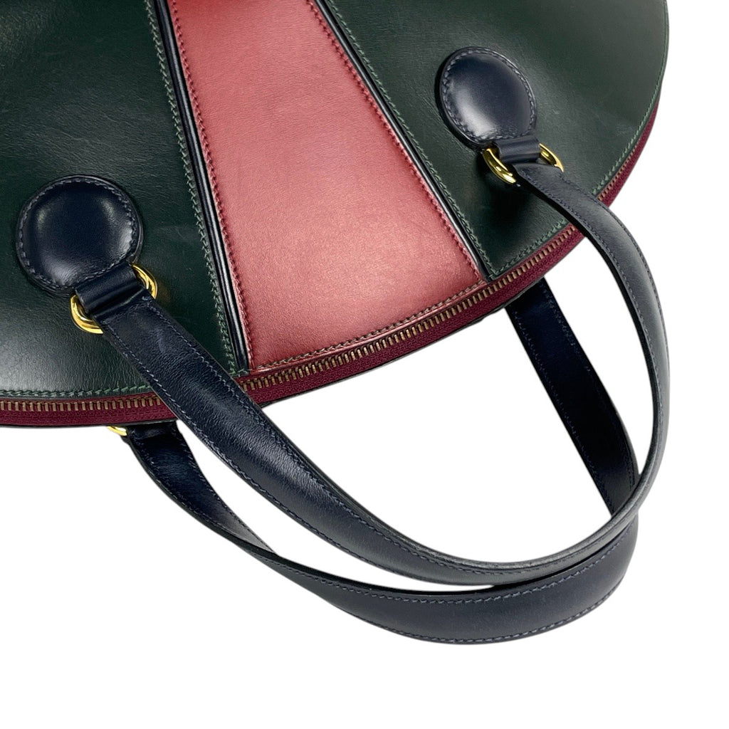 エルメス イルドヴォー ハンドバッグ ボックスカーフ グリーン ボルドー ネイビー 〇V レディース 【中古】brbag