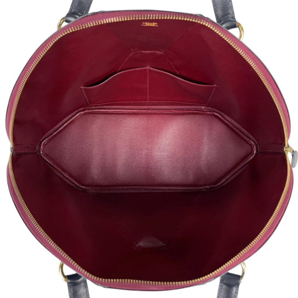 エルメス イルドヴォー ハンドバッグ ボックスカーフ グリーン ボルドー ネイビー 〇V レディース 【中古】brbag