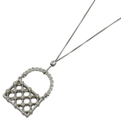 スワロフスキー クリスタル デザイン ネックレス ジルコニア バッグモチーフ ネックレス シルバーメッキ シルバー レディース 【中古】 
 ラッピング可