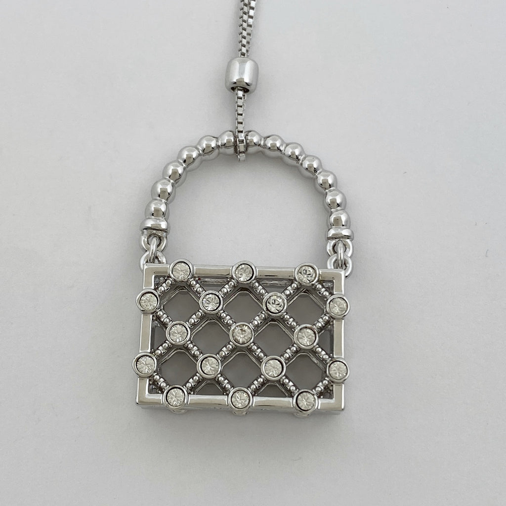スワロフスキー クリスタル デザイン ネックレス ジルコニア バッグモチーフ ネックレス シルバーメッキ シルバー レディース 【中古】 
 ラッピング可