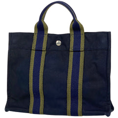 エルメス フールトゥ PM ハンドバッグ トートバッグ キャンバス ネイビー レディース 【中古】brbag