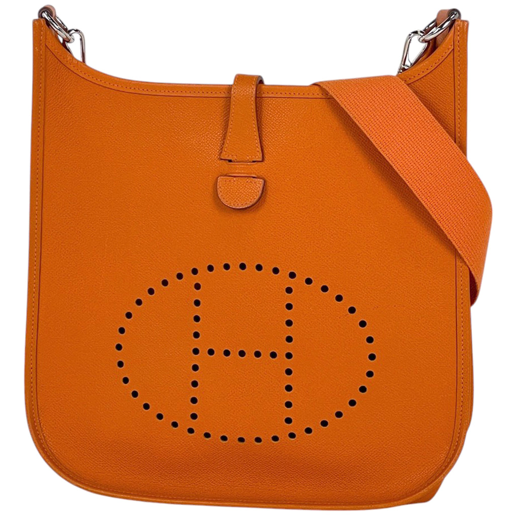 エルメス エヴリン 1 PM パンチング Hロゴ ショルダーバッグ ヴォーエプソン オレンジ □H レディース 【中古】 brbag